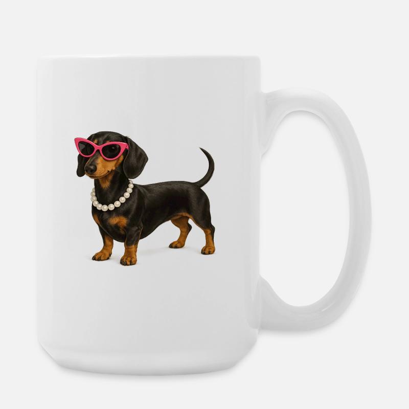 Dachshund Diva Pink Sunglasses - Large Mug 440 ml - white