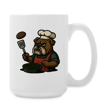 Bulldog Grill Master Flipping Steak Art de bande dessinée - Grande tasse 440 ml - blanc - Droite