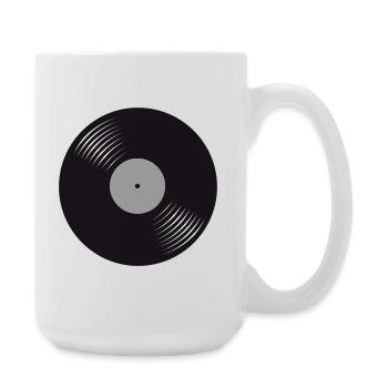 Disque vinyle noir stylisé - Grande tasse 440 ml - blanc - Droite
