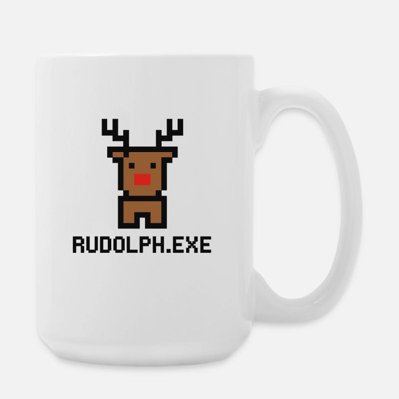 Rudolph.exe Pixel Rentier - Große Tasse 440 ml - Weiß