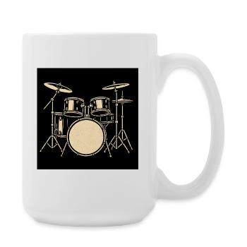 Black Silver Drumset Illustration - Large Mug 440 ml - white - Right