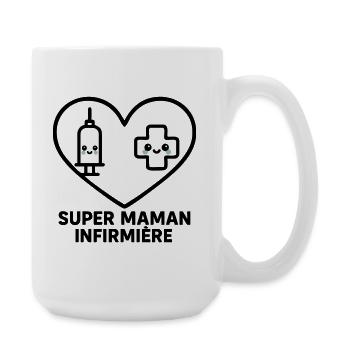 Super maman infirmière – Cœur idée cadeau - Grande tasse 440 ml - blanc - Droite