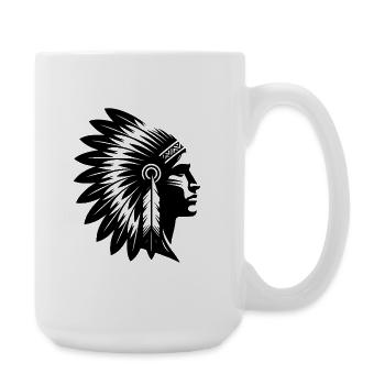 Proud warrior face with magnificent headdress - Large Mug 440 ml - white - Right
