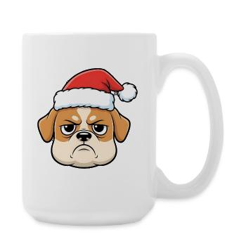 Grimmiger Bulldog im Santa Hut Anti Weihnahchten - Große Tasse 440 ml - Weiß - Rechts