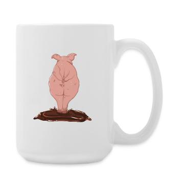 Pink pig from behind - Large Mug 440 ml - white - Right