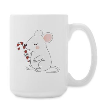 Süße Maus mit Zuckerstange – niedliches Cartoon - Große Tasse 440 ml - Weiß - Rechts