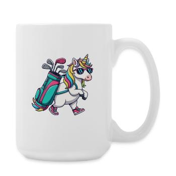 Funny Unicorn Golfer Cartoon Cool Golf Animal - Large Mug 440 ml - white - Right