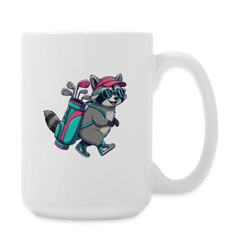 Funny Raccoon Golfer Cartoon Cool Golf Animal - Large Mug 440 ml - white - Right