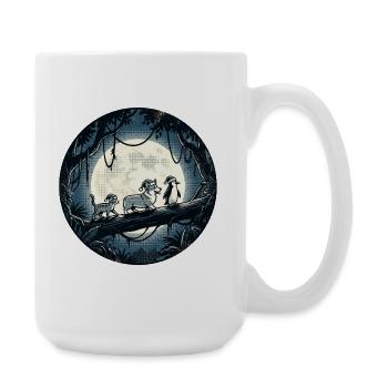 Mondschein Waldpfad mit Katze, Hund und Pinguin - Große Tasse 440 ml - Weiß - Rechts