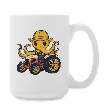 Oktopus Traktor Farmer - Große Tasse 440 ml - Weiß - Rechts