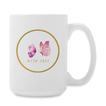 Pink Butterflies with Love - with love - Large Mug 440 ml - white - Right