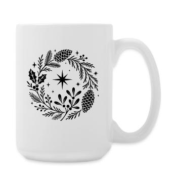 Couronne de Noël mystique - Gui, sapin et cône - Grande tasse 440 ml - blanc - Droite