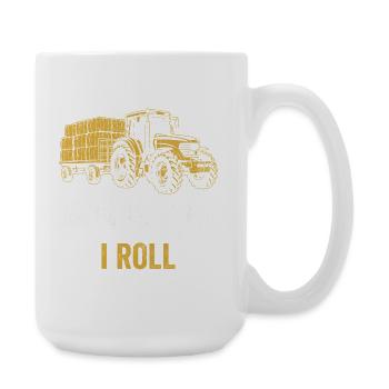 Traktor Spruch So rolle ich - Große Tasse 440 ml - Weiß - Rechts