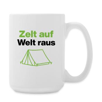 Tent up – world out, for outdoor fans and campers - Large Mug 440 ml - white - Right