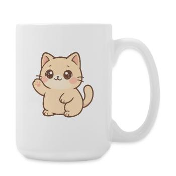 Kawaii Kitten Waving Design - Large Mug 440 ml - white - Right