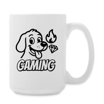 Gaming font with funny dog motif and icons - Large Mug 440 ml - white - Right