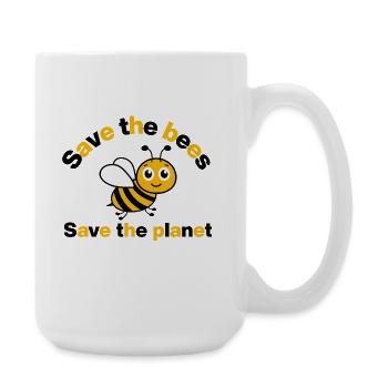 Save the Bees – Rettet unsere Bienen und Erde - Große Tasse 440 ml - Weiß - Rechts