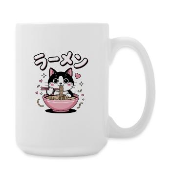 Ramen Katze - Food Lover Design - Große Tasse 440 ml - Weiß - Rechts