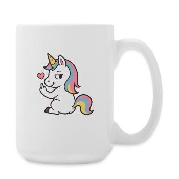 Cheeky Unicorn with Heart – Sweet Unicorn Statement - Large Mug 440 ml - white - Right