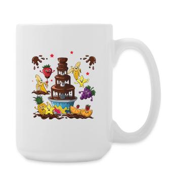 Chocolate Fountain Fruit Friends Design - Large Mug 440 ml - white - Right