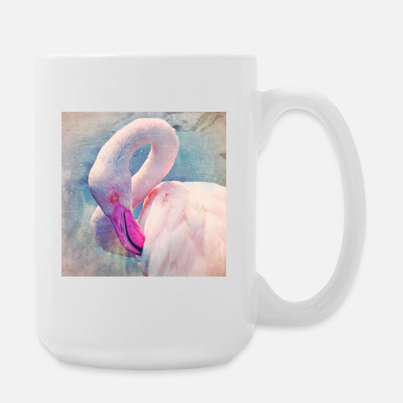 Flamingo in pastel light - Large Mug 440 ml - white