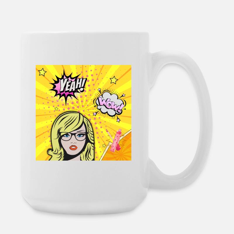Pop art wow - Large Mug 440 ml - white