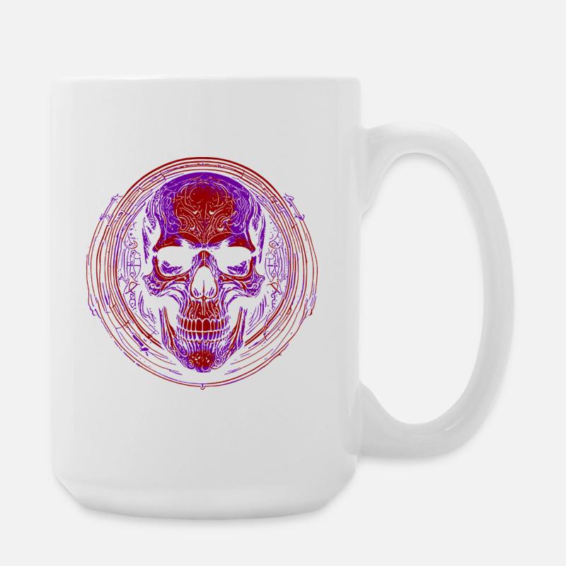 Purpurroter Schädel Mandala - Große Tasse 440 ml - Weiß