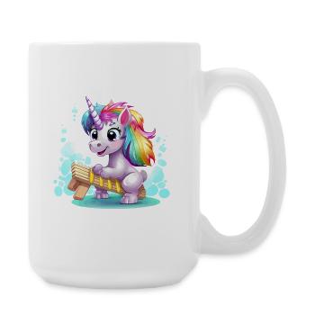 Rainbow Unicorn Sleigh - Large Mug 440 ml - white - Right