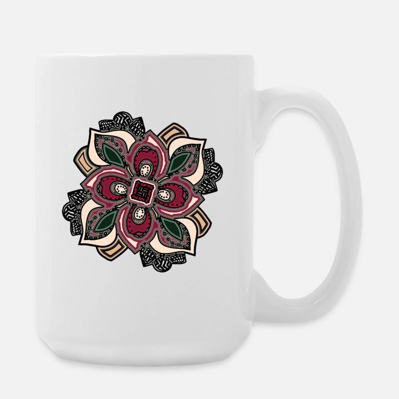 Boho Mandala Blossom Rose Vert - Grande tasse 440 ml - blanc