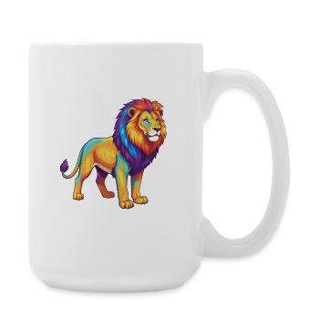 Colorful Lion Rainbow Pop Art Watercolor - Large Mug 440 ml - white - Right