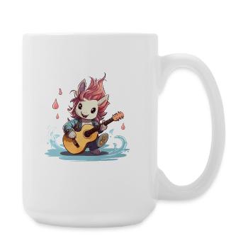 Funkelnder Hase mit Gitarre - Große Tasse 440 ml - Weiß - Rechts