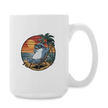 Funny Dolphin on Beach Summer Vacation Sunset - Large Mug 440 ml - white - Right