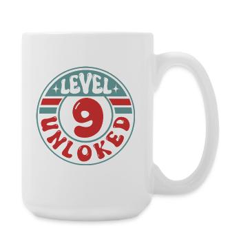 Level 9 Unlocked – Gamer Geburtstagsdesign - Große Tasse 440 ml - Weiß - Rechts