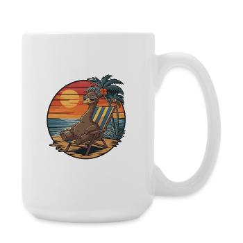 Funny Emu on Beach Summer Vacation Sunset - Large Mug 440 ml - white - Right