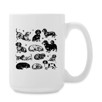 Dachshund Dackel Teckel retro 90s vintage - Große Tasse 440 ml - Weiß - Rechts