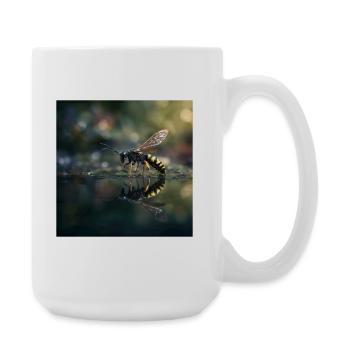 Wespe mit Spiegelung Elegante Makro-Fotografie - Große Tasse 440 ml - Weiß - Rechts