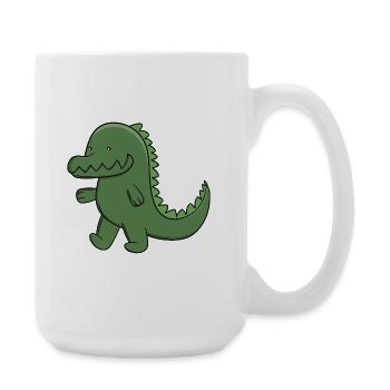 Cute Green Alligator Happy Kawaii Crocodile - Large Mug 440 ml - white - Right
