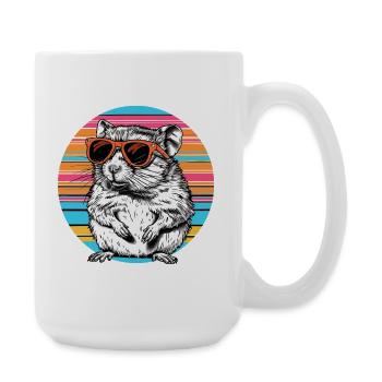 Sonnenbrillen-Hamster im Retro-Rainbow - Große Tasse 440 ml - Weiß - Rechts