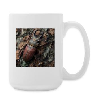 Noble cerf – Majestueux scarabée des bois de bois - Grande tasse 440 ml - blanc - Droite