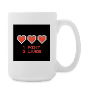 Pixel Hearts 1 Pint 3 Leben - Große Tasse 440 ml - Weiß - Rechts