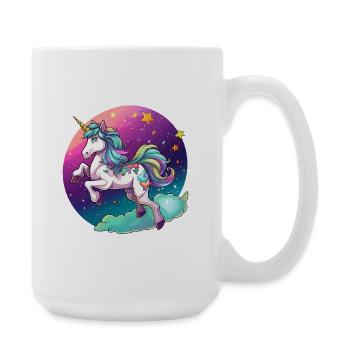 Nachtfarbener Regenbogen-Einhorn - Große Tasse 440 ml - Weiß - Rechts