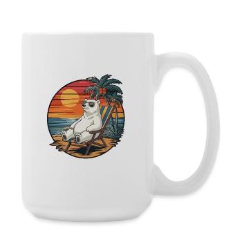 Drôle d’ours polaire sur la plage Coucher de soleil des vacances d’été - Grande tasse 440 ml - blanc - Droite