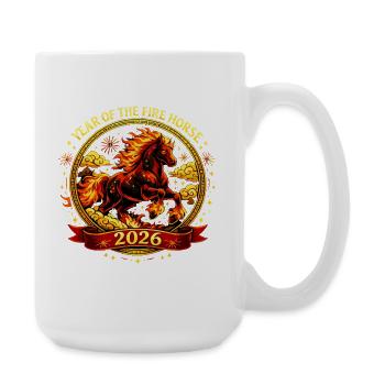 T-shirt vintage chinois Zodiac Cheval 2026 - Grande tasse 440 ml - blanc - Droite