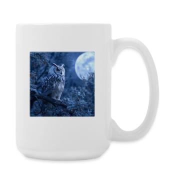 Snowy Owl Full Moon Night Magical Winter Night - Large Mug 440 ml - white - Right