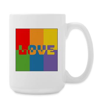 LGBTQIA Rainbow Love Mix Shirt - Large Mug 440 ml - white - Right