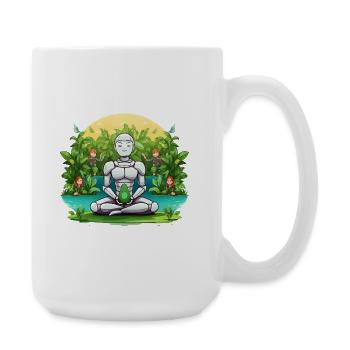 Roboten-Meditation im Dschungel - Große Tasse 440 ml - Weiß - Rechts