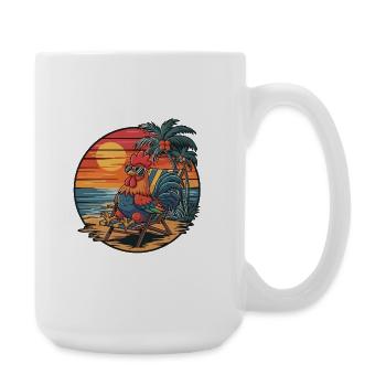 Coq drôle sur la plage pendant les vacances d’été - Grande tasse 440 ml - blanc - Droite