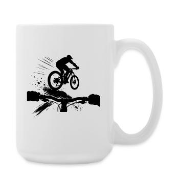 Downhill MTB POV Perspektive Mountainbike Geschenk - Große Tasse 440 ml - Weiß - Rechts