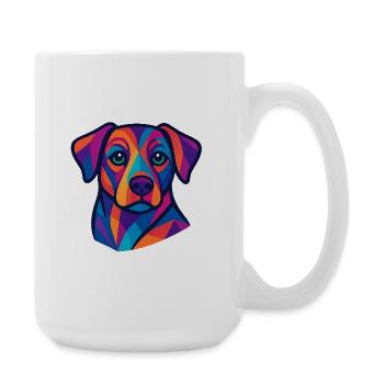 Portrait géométrique coloré de chien - Grande tasse 440 ml - blanc - Droite