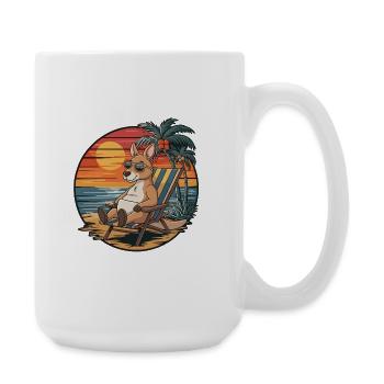 Lustiges Känguru am Strand, Sommerurlaub Sonnenuntergang - Große Tasse 440 ml - Weiß - Rechts